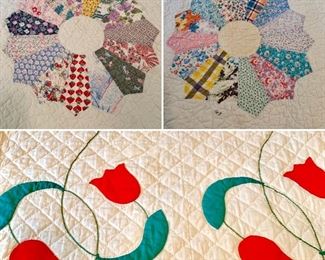 Hand stitched quilts.