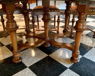 close up of vintage dining table legs