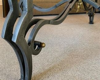 Leg detail of the glass top coffee table.