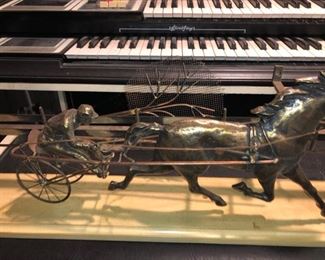 Curtis Jere vintage Trotter horse & jockey metal art 