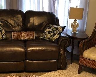 Reclining Loveseat, Rattan Chairs, End Tables
