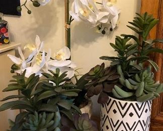 Assorted Silk Plants and Pottery