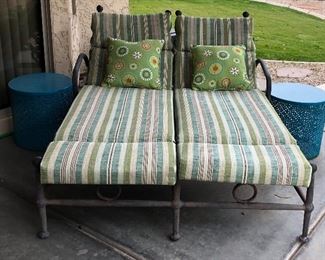 Double Chaise, Metal Side Tables (can also be inverted and used for storage) 