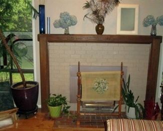 Living Room:  Vases, Plant, Needle Point Stretcher,  