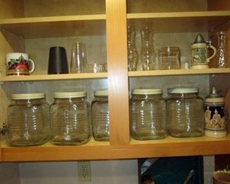 Kitchen Area:  Vintage Large Jars, Flatware, Other Stuff