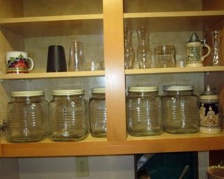 Kitchen Area: Vintage Large Jars, Flatware, Other Stuff