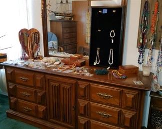 Dresser/mirror and jewelry 
