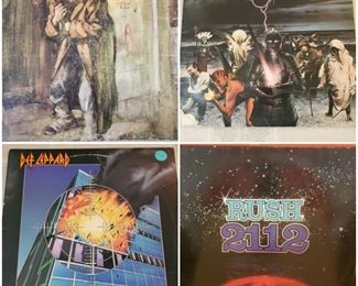 Records/vinyl, lp albums including Jethro Tull, Black Sabath, Def Leppard, Rush 2112