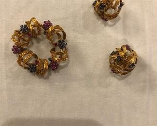 Gold Pin and earring set 