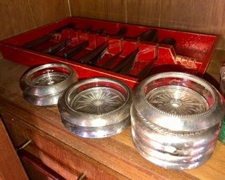 Sterling silver rimmed coasters