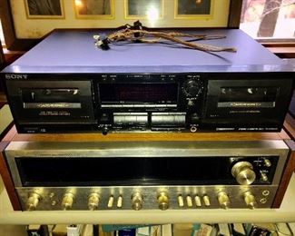 Pioneer SX-828 stereo receiver, and Sony TC-WR665S double cassette tape deck