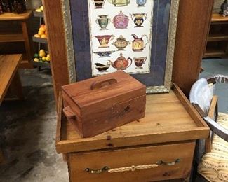 handmade side table with drawer and cubby 