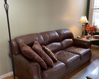 Macy's Chocolate Brown Leather Sofa. 