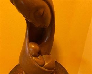 Mother Child Wood Sculpture