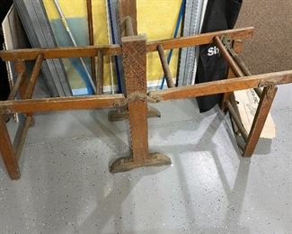 Antique 1900's Folding Wringer Bench. TWO  Galvanized Tubs went on either side..