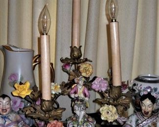 PAIR MEISSEN OR DRSDEN ELECTRIC CANDLEABRA