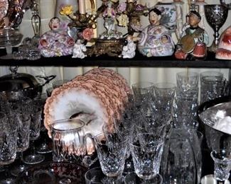 LIMOGES FISH PLATES AND LISMORE WATERFORD CRYSTAL