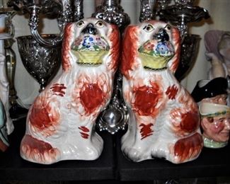 STAFFORDSHIRE DOGS WITH BASKETS