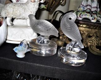 2 LALIQUE BIRD FIGURINES