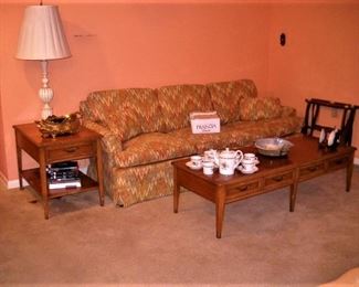THE OTHER HERITAGE SOFA WITH COFFEE TABLE AND THERE ARE 2 OF THESE END TABLES