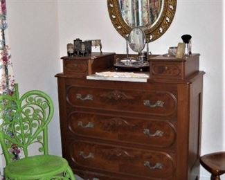 VICTORIAN MARBLE TOP DRESSER WITH GLOVE BOXES