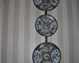 3 OF 6 ROSE MEDALLION CHINESE PLATES