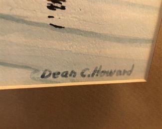 Dean C. Howard Signed Watercolor, Barge on the water, PEORIA-Dean C. Howard, 92, of Peoria passed away at 10:35 a.m. on August 1, 2011, at the Apostolic Christian Skylines.
He was born in Cleveland, Ohio on November 17, 1918, to Thomas and Florence Dean Howard. He married Patricia Smith in Sandusky, Ohio on May 26, 1945. She preceded him in death in 2009. He was also preceded in death by his sister, Marion.

He served as a Lieutenant in the US Navy Third Fleet in the Pacific during World War II.

Dean was a professor at Bradley University in the music department for 36 years retiring in 1984. He was a former member of the Peoria Symphony, Peoria Municipal Band, and the Bradley Community Chorus and Orchestra. During this time, Dean also served at the choir director of the 1st United Methodist Church in East Peoria and the Forrest Hill United Methodist Church in Peoria.

While teaching at Bradley, Dean received the Putnam Award for Excellence in Teaching in 1962, the Outstanding Educator
