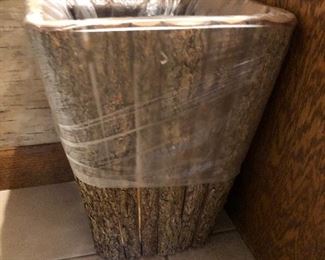 Wood Bathroom Waste Basket 