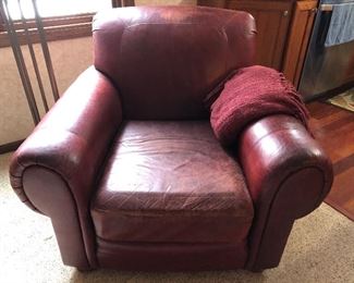 Pearson Leather Oversized Chair, Burgundy :