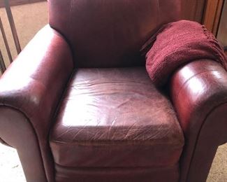 Pearson Leather Oversized Chair, Burgundy 