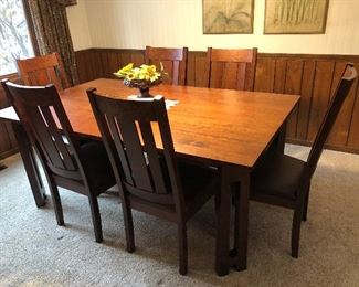Amish Furniture Gallery, Pecan Dining Set with 6 Chairs, 44D 72W 29H, with table pads, PA25588 F&N Woodworking