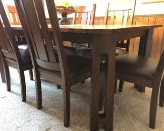 Amish Furniture Gallery, Pecan Dining Set with 6 Chairs, 44D 72W 29H, with table pads, PA25588 F&N Woodworking: