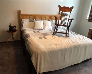 King Wooden Bed Frame and Mattress,  Barley Twist 
 Cane Seat Rocking Chair 