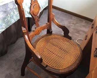 Vintage Wood Chair with Cane Seat : 