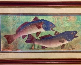 “ Red Fish” by Jason Stokes, Signed, 35” x 20 1/2”. 