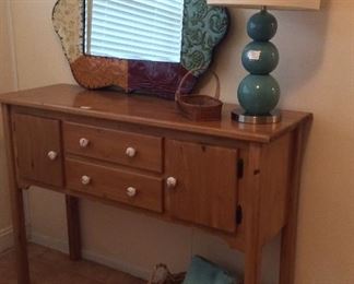 Dresser, Mirror, and Table Lamp.