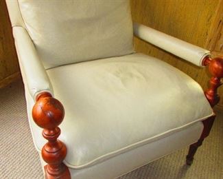 Detail of MCM White Naugahyde Chair 