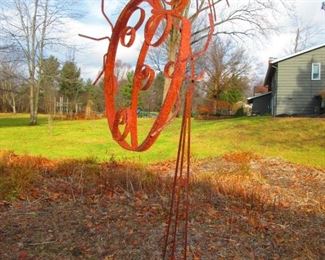 Large Iron Sculpture of Lady Bug on Stand 