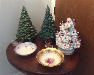 Two wonderful. Ceramic trees and a snowman tree. 
