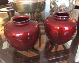 Very nice pair of ox blood vases. 1950s
