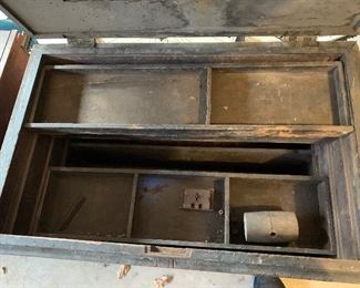 Inside of cabinet maker's chest