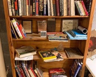 Books and one of three oak bookcases