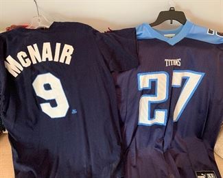 McNair tee shirt and George jersey, vintage Titans shirts