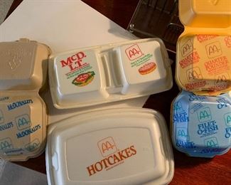 Vintage styrofoam McDonald's sandwich boxes