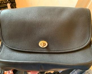 Coach black leather shoulder bag