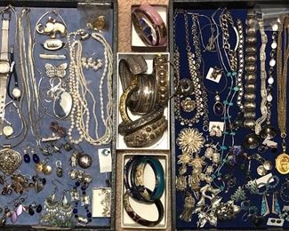 So much jewelry! Sterling bracelets, necklaces & earrings, pearls, ladies watches & more