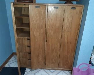 Fabulous Mid century Walnut 3 piece bedroom wardrobe and dressers