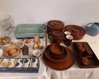 Large Pfaltzgraff brown mid century dish set more than shown