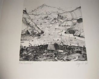 Maurillio Minuzzi "Landschaft"-signed numbered print
