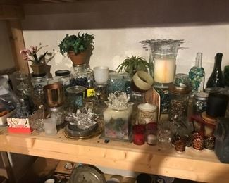 Shelves of glass ware